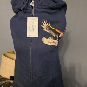 Ed Hardy Dark Blue Hoodie with Eagle Graphic